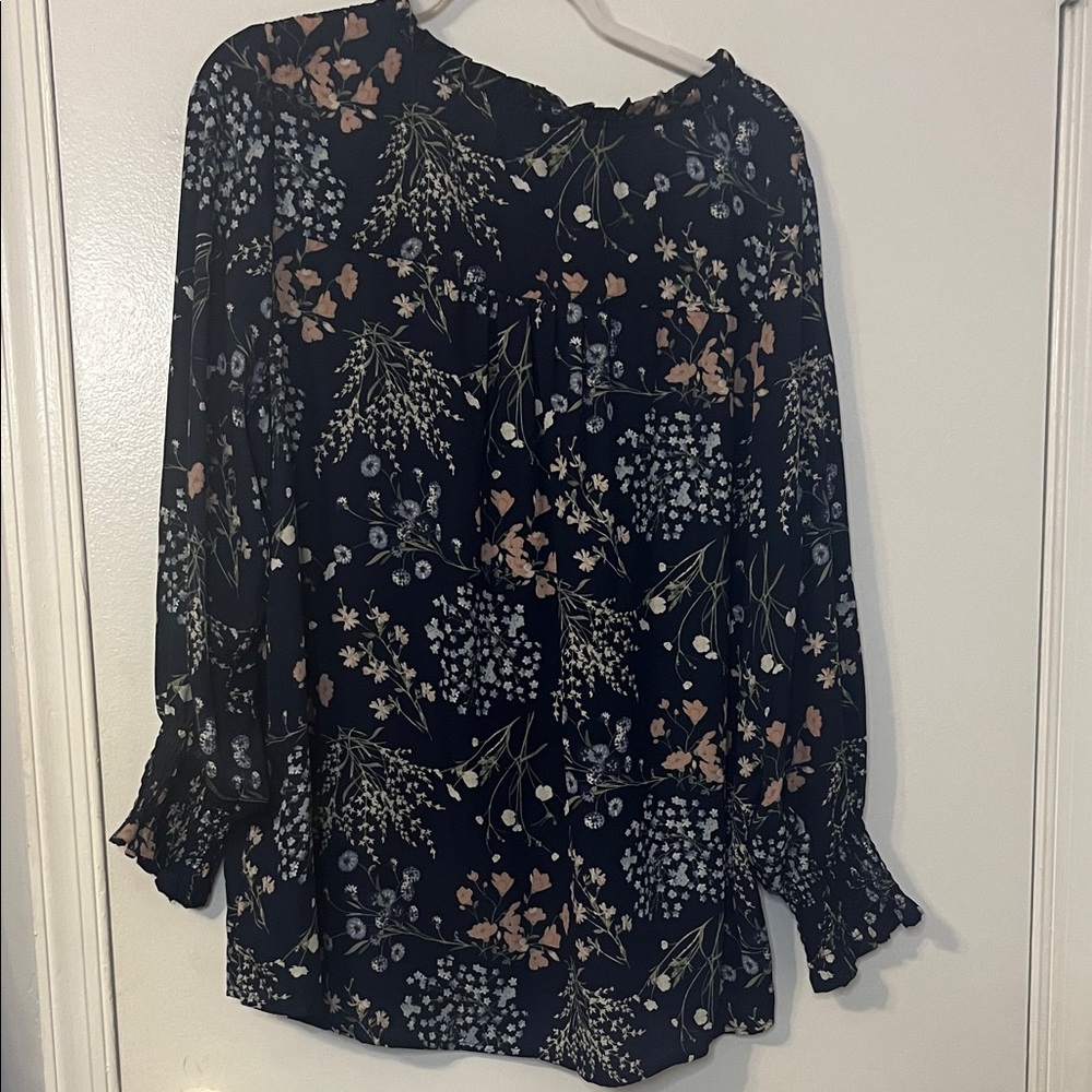 Westport Floral Blouse - Black and Blue